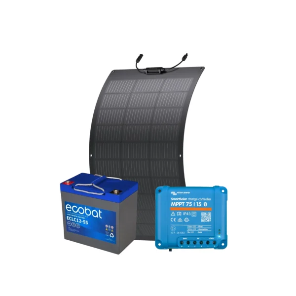 Solarni set za brod (Baterija: 55Ah, Fleksibilni solarni panel: 100W, MPPT: 75/15 - 12/24V)